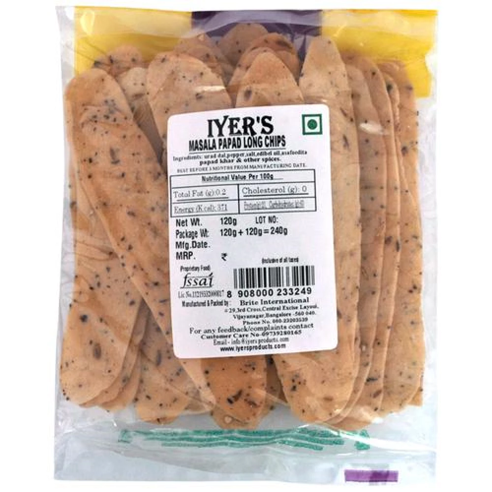 Iyers  Masala Papad - Long Chips, 120 g Pouch-3.webp